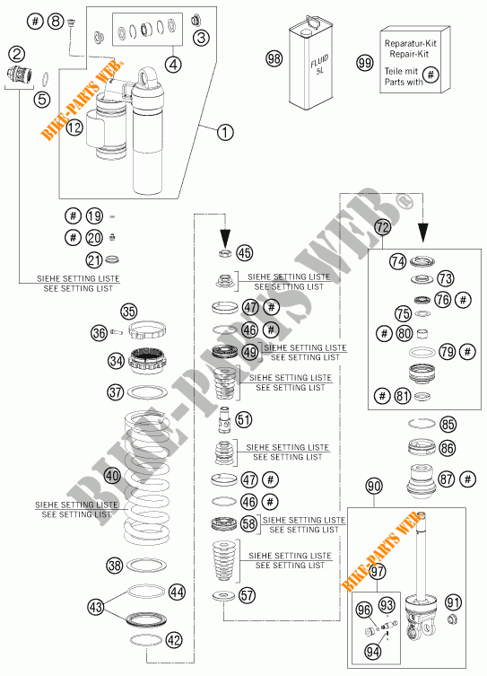 AMORTECEDOR (PEÇAS) para KTM 350 XCF-W 2014