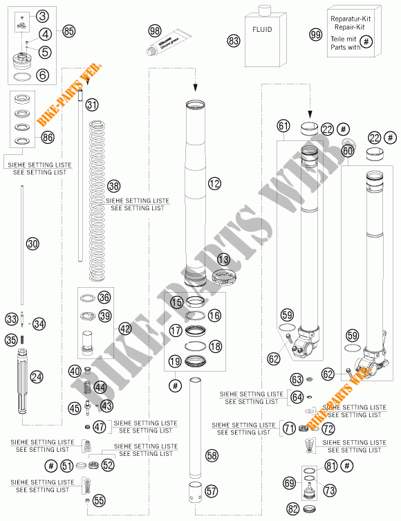 FORQUETA (PEÇAS) para KTM 350 XCF-W 2014