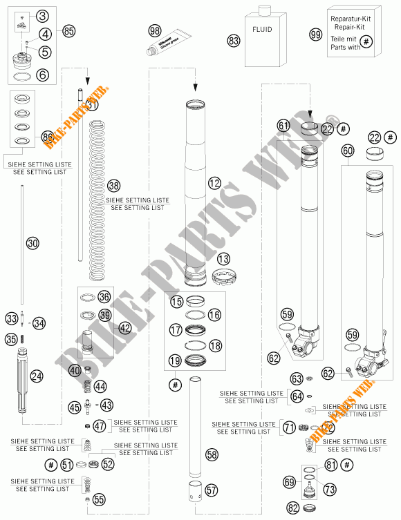 FORQUETA (PEÇAS) para KTM 350 XCF-W 2012