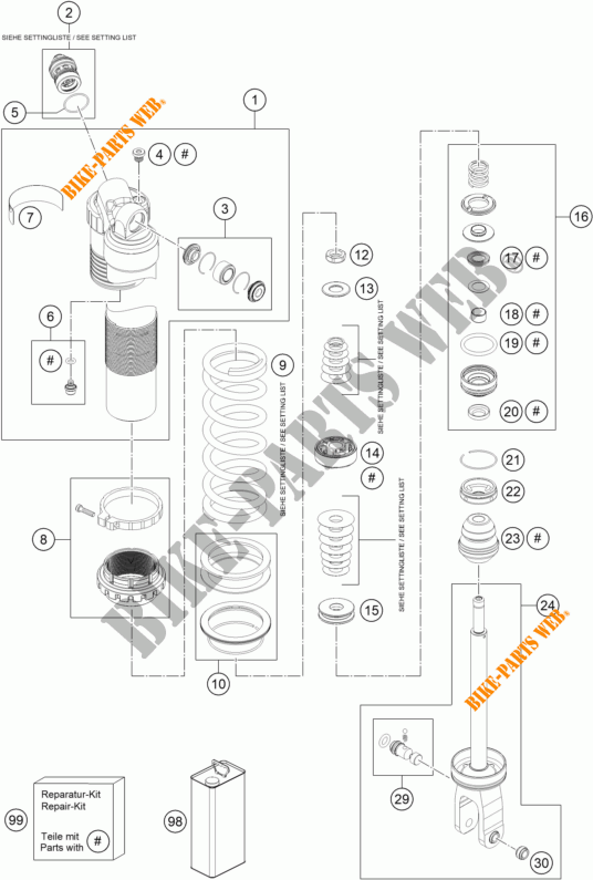 AMORTECEDOR (PEÇAS) para KTM 350 XC-F 2016