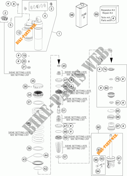 AMORTECEDOR (PEÇAS) para KTM 250 XC-W 2016