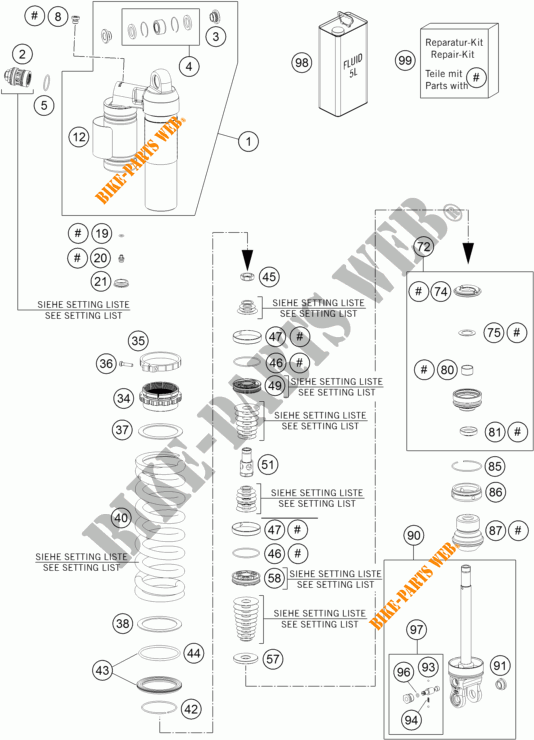 AMORTECEDOR (PEÇAS) para KTM 250 XC-W 2015