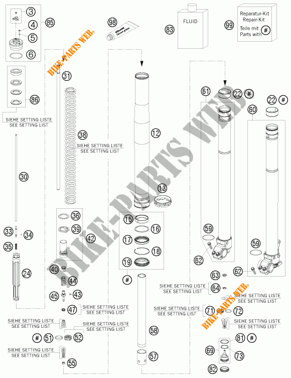 FORQUETA (PEÇAS) para KTM 250 XC-W 2014