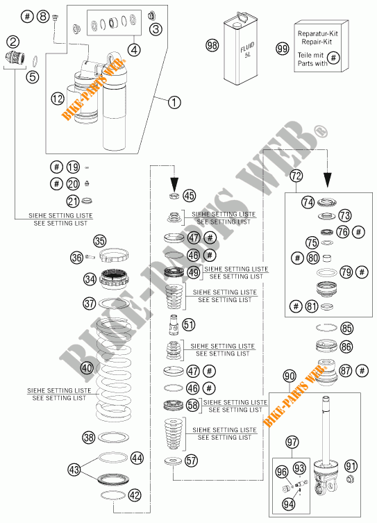 AMORTECEDOR (PEÇAS) para KTM 200 XC-W 2014