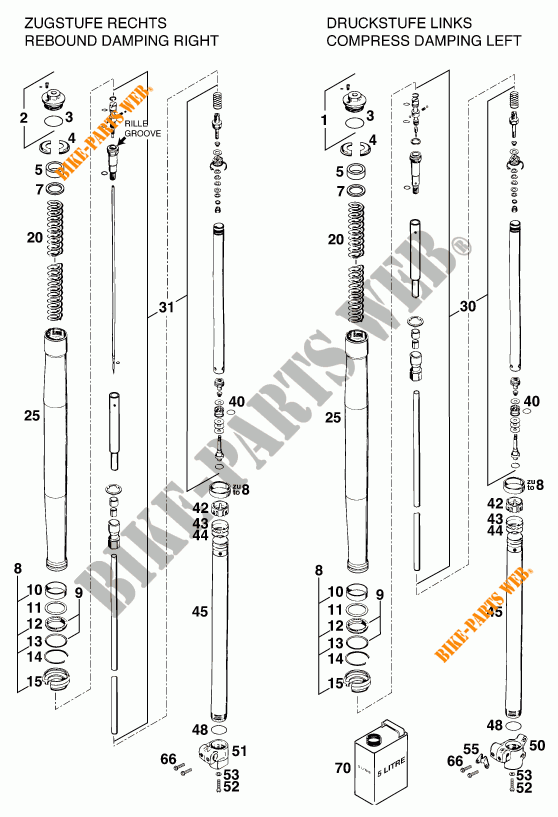 FORQUETA (PEÇAS) para KTM 620 SUPER-COMP 4T 1996