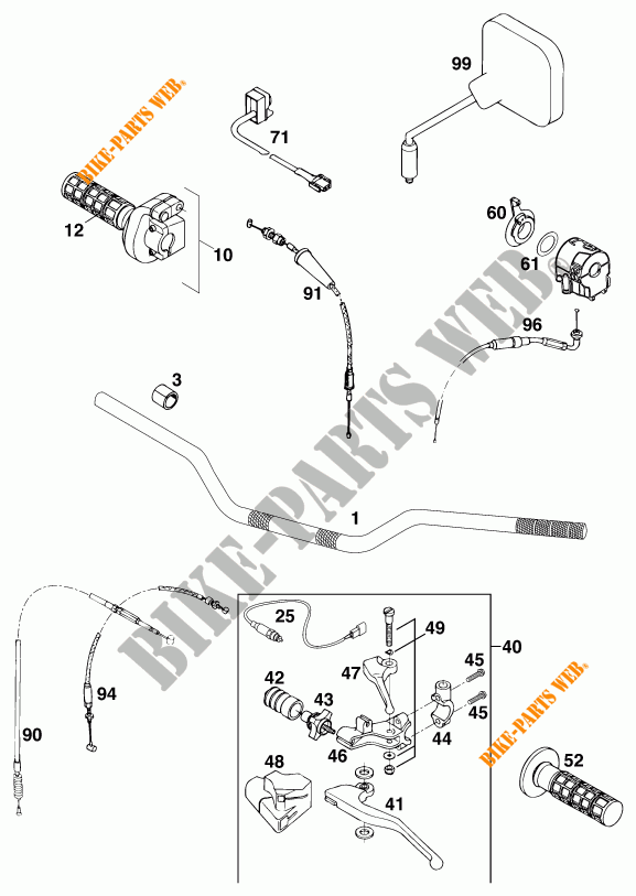 GUIADOR / CONTROLES para KTM 620 ENDURO LIMITED 1997