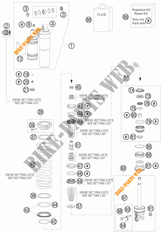 AMORTECEDOR (PEÇAS) para KTM 530 EXC FACTORY EDITION 2011