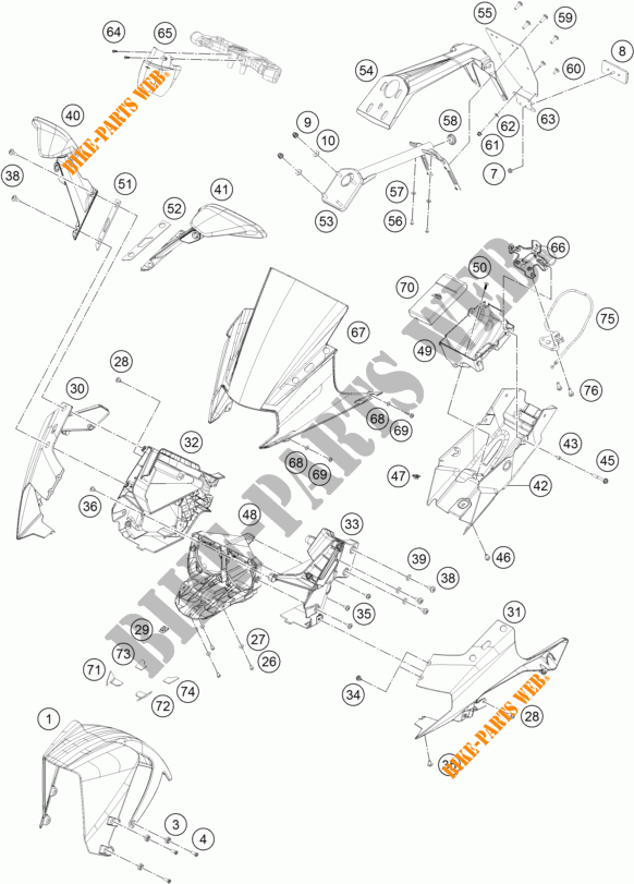PLÁSTICOS para KTM RC 390 WHITE ABS 2016