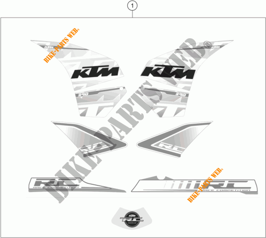 ADESIVOS para KTM RC 390 WHITE ABS 2015