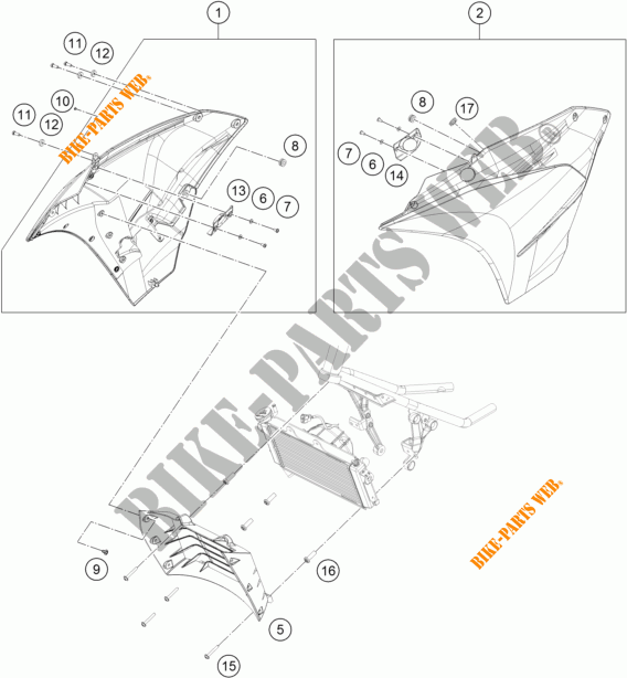 TAMPAS LATERAIS para KTM RC 390 WHITE ABS 2015