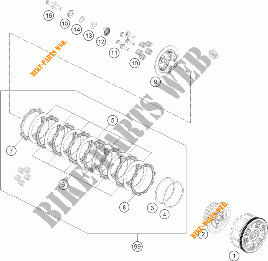 EMBRAIAGEM para KTM RC 390 WHITE ABS 2015