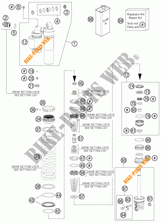 AMORTECEDOR (PEÇAS) para KTM 500 EXC SIX DAYS 2016