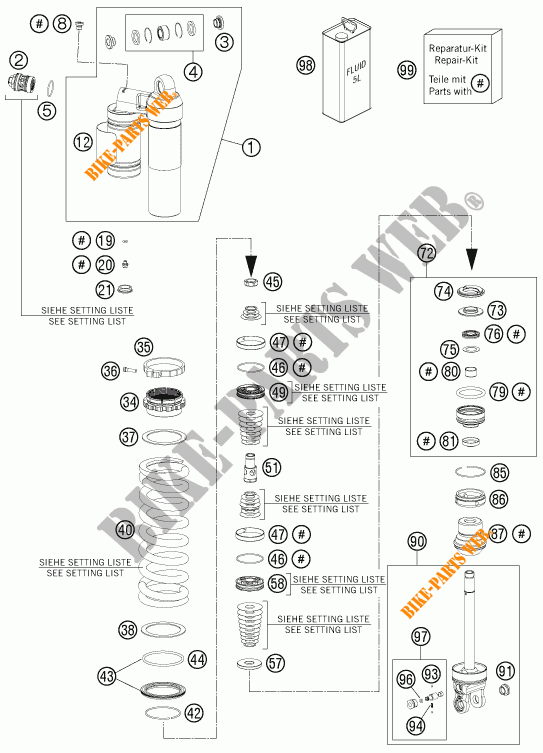 AMORTECEDOR (PEÇAS) para KTM 500 EXC 2016