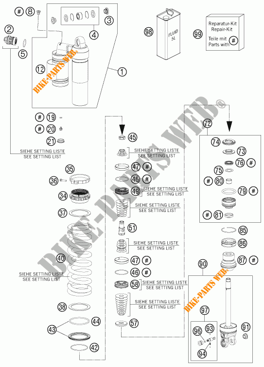 AMORTECEDOR (PEÇAS) para KTM 500 EXC 2014