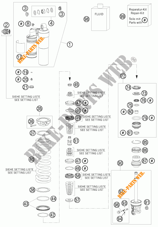 AMORTECEDOR (PEÇAS) para KTM 300 EXC FACTORY EDITION 2011
