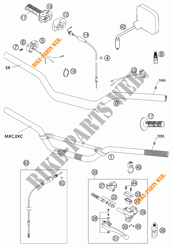 GUIADOR / CONTROLES para KTM 300 EXC 2002