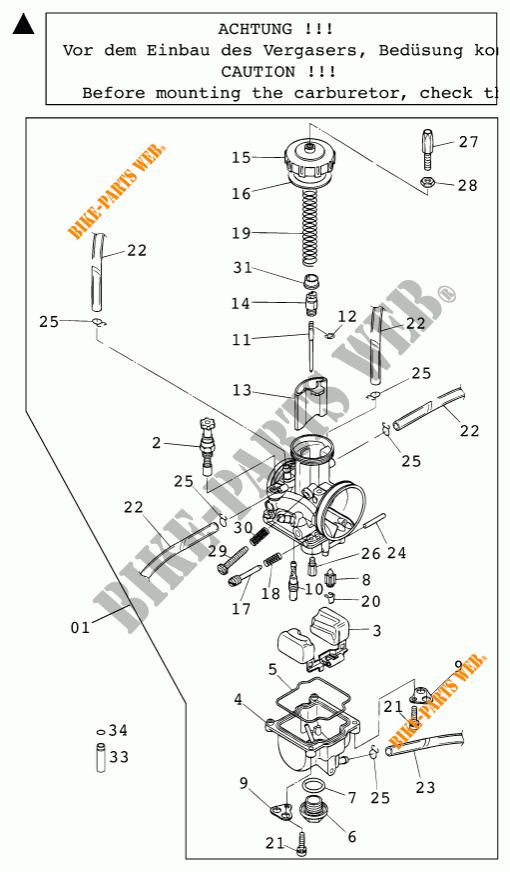 CARBURADOR para KTM 125 EXC SIX-DAYS 2001