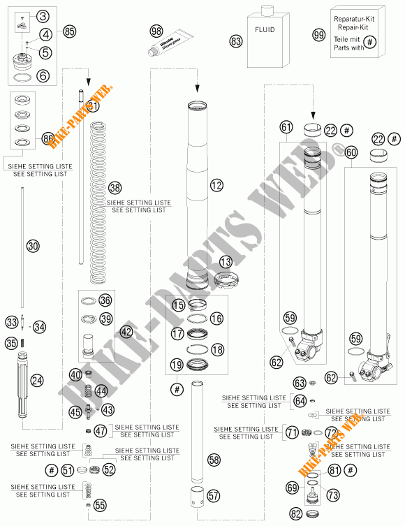 FORQUETA (PEÇAS) para KTM 125 EXC 2013