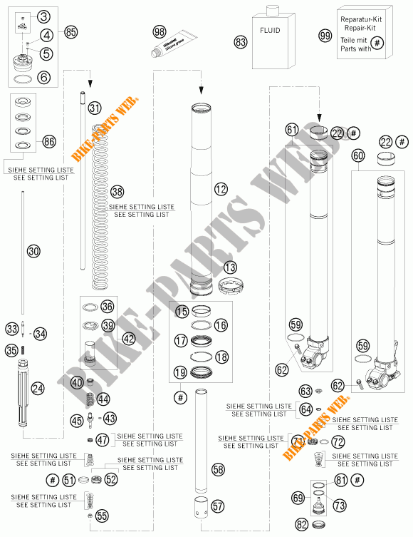 FORQUETA (PEÇAS) para KTM 450 EXC 2014