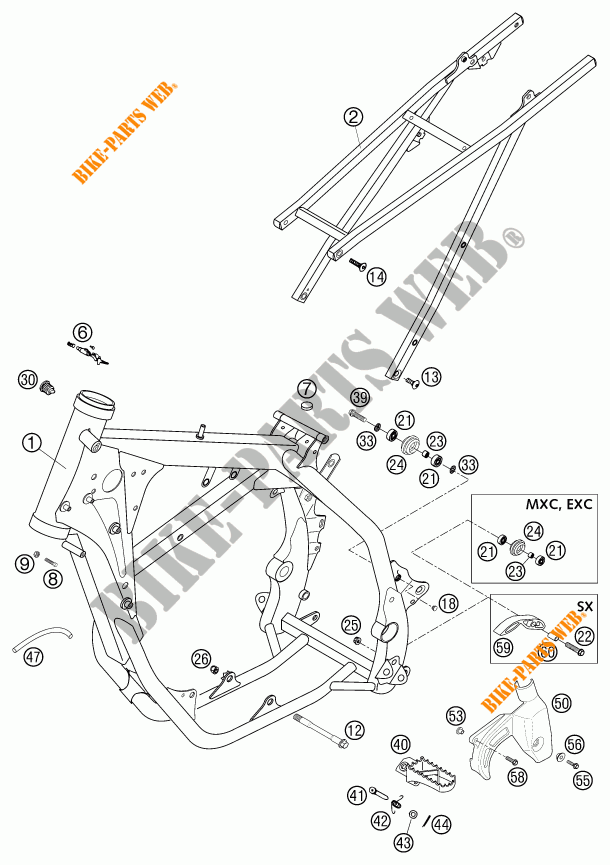 QUADRO para KTM 400 EXC RACING 2002