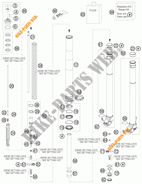 FORQUETA (PEÇAS) para KTM 350 EXC-F 2014
