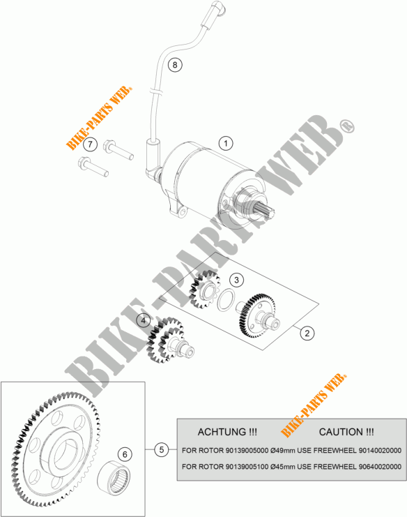 MOTOR DE ARRANQUE para KTM RC 125 ORANGE 2018