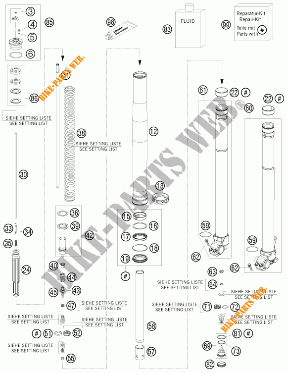 FORQUETA (PEÇAS) para KTM 200 EXC 2014