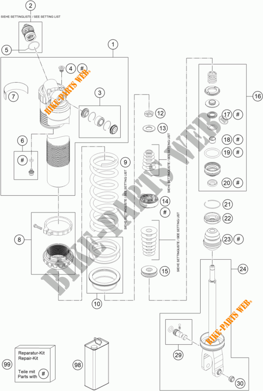 AMORTECEDOR (PEÇAS) para KTM 250 SX-F FACTORY EDITION 2015