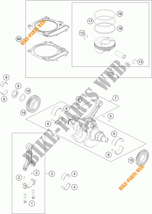 CAMBOTA / PISTÃO para KTM 1290 SUPER DUKE R SPECIAL EDITION ABS 2016