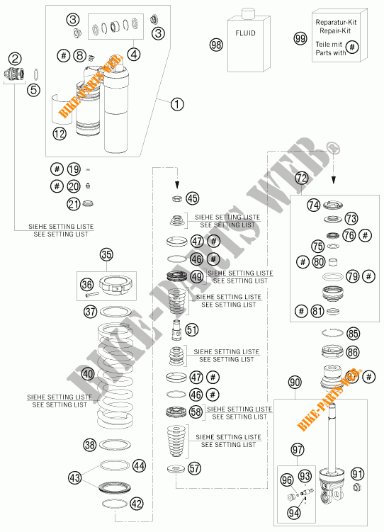 AMORTECEDOR (PEÇAS) para KTM 125 SX 2010