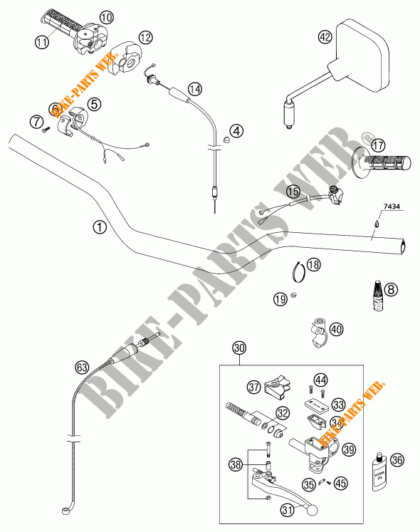 GUIADOR / CONTROLES para KTM 125 SX 2003