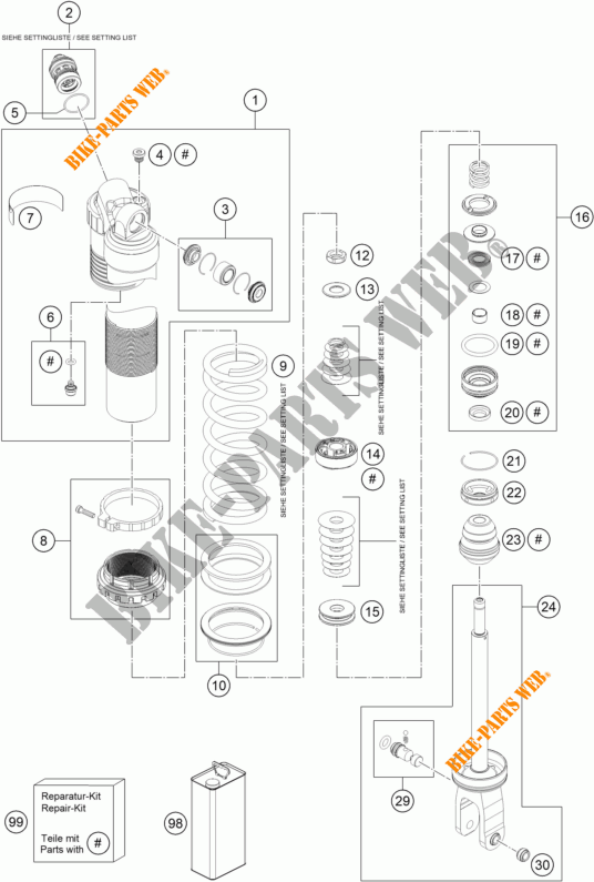 AMORTECEDOR (PEÇAS) para KTM 450 SX-F FACTORY EDITION 2015