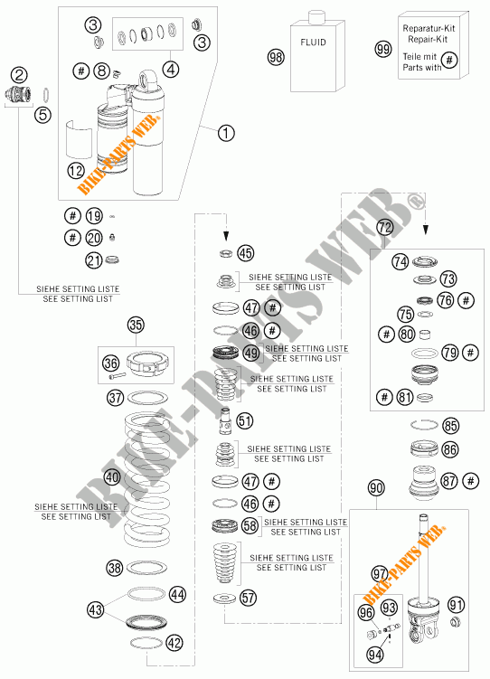 AMORTECEDOR (PEÇAS) para KTM 450 SX-F FACTORY REPLICA NAGL 2010