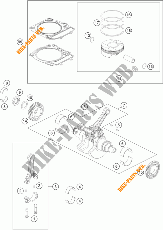 CAMBOTA / PISTÃO para KTM 1290 SUPER DUKE R WHITE 2017