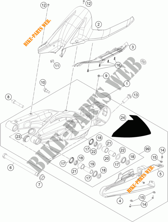 BRAÇO OSCILANTE para KTM 1290 SUPER DUKE R BLACK ABS 2016