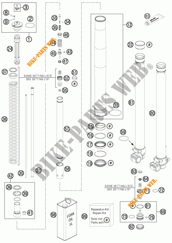 FORQUETA (PEÇAS) para KTM 85 SX 19/16 2015