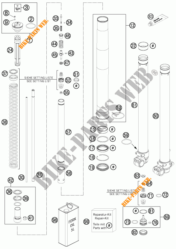 FORQUETA (PEÇAS) para KTM 85 SXS 17/14 2014