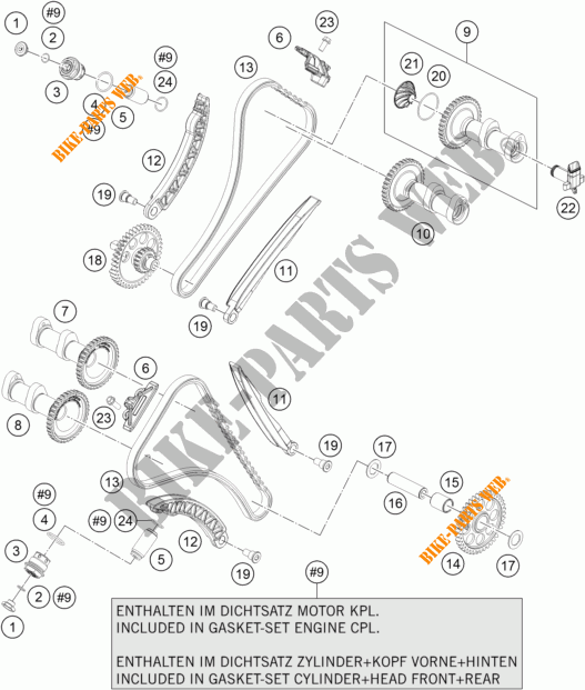 DISTRIBUIÇÃO para KTM 1290 SUPER DUKE R ORANGE ABS 2016