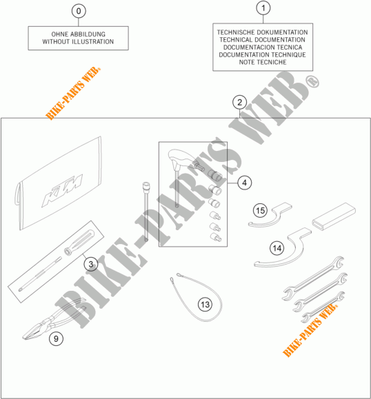 FERRAMENTAS / MANUAL / OPÇÕES para KTM 1290 SUPER DUKE R ORANGE ABS 2016