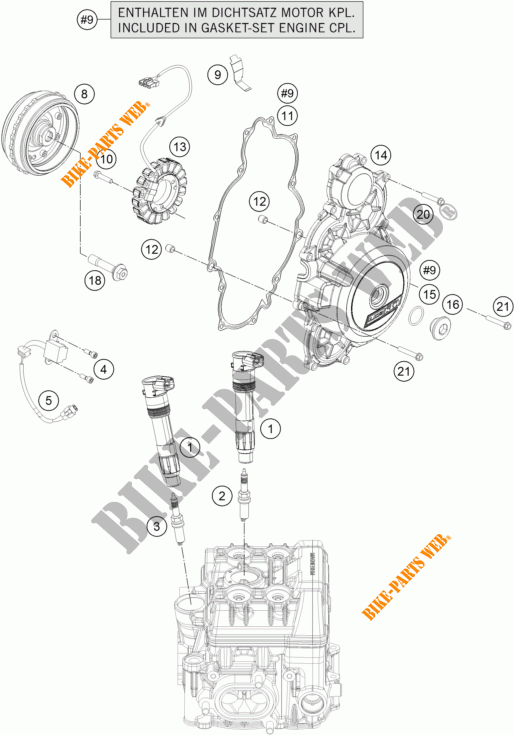 IGNIÇÃO para KTM 1290 SUPER DUKE R ORANGE ABS 2016