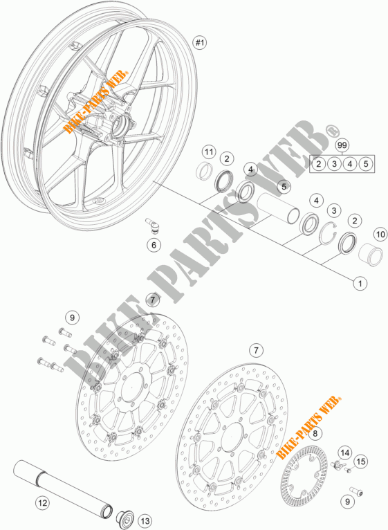 RODA DIANTEIRA para KTM 1290 SUPER DUKE R ORANGE ABS 2016