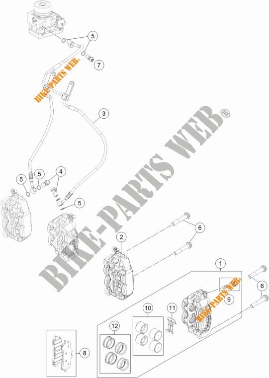 PINÇA DE TRAVÃO FRENTE para KTM 1290 SUPER DUKE R BLACK ABS 2015