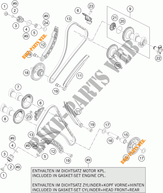 DISTRIBUIÇÃO para KTM 1290 SUPER DUKE R ORANGE ABS 2015