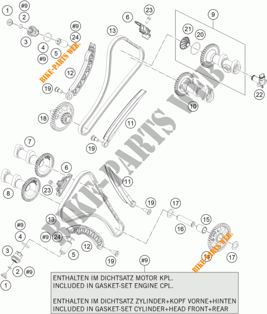 DISTRIBUIÇÃO para KTM 1290 SUPER DUKE R ORANGE ABS 2014