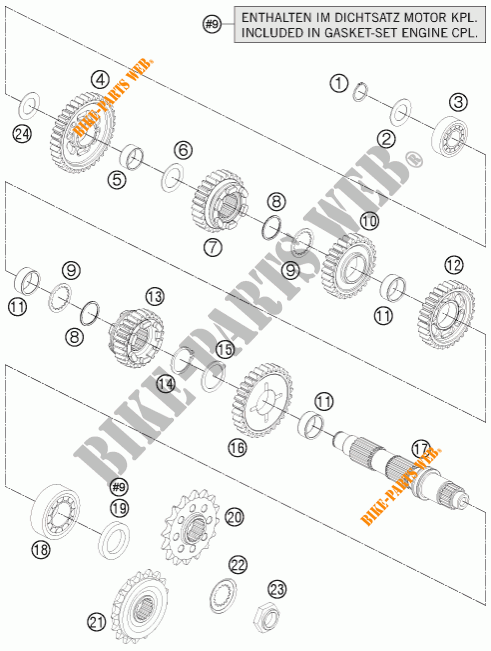 CAIXA DE VELOCIDADES   EIXO SECUNDARIO para KTM 1290 SUPER DUKE R ORANGE ABS 2014