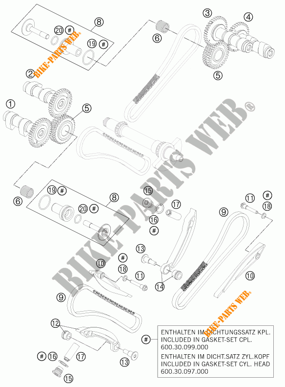 DISTRIBUIÇÃO para KTM 990 SUPER DUKE R 2013