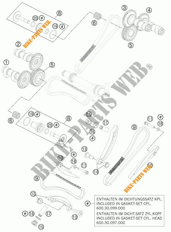 DISTRIBUIÇÃO para KTM 990 SUPER DUKE R 2012