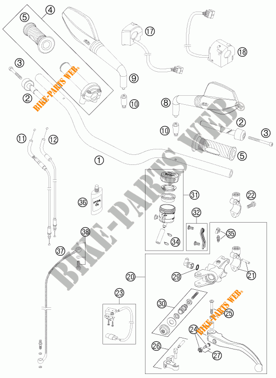 GUIADOR / CONTROLES para KTM 990 SUPER DUKE R 2011