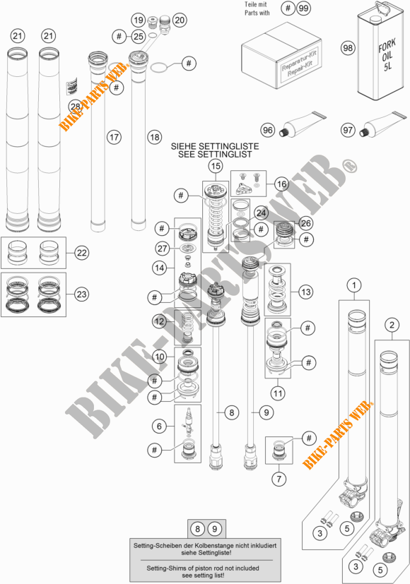 FORQUETA (PEÇAS) para KTM 350 XC-F 2019