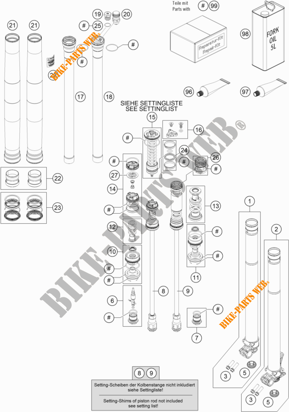 FORQUETA (PEÇAS) para KTM 250 XC 2019